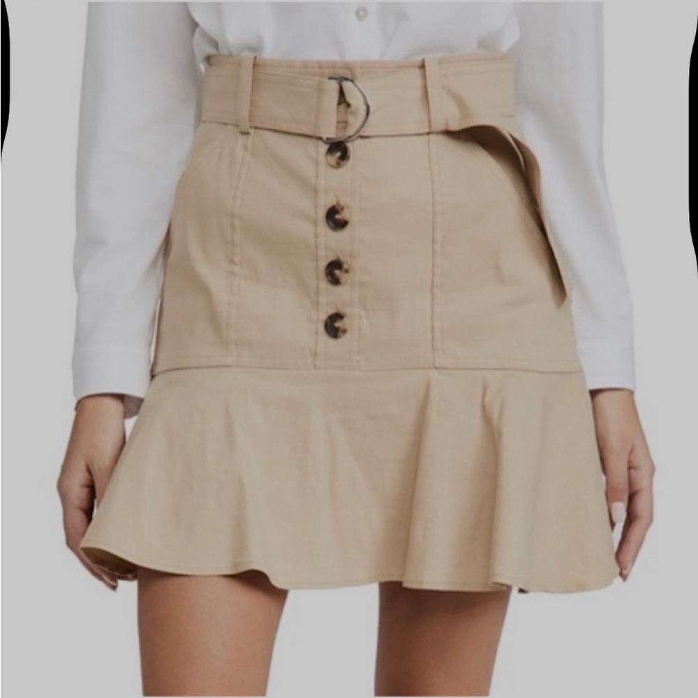 A.L.C Miley Button-Front Flirty Skirt Linen Blend
